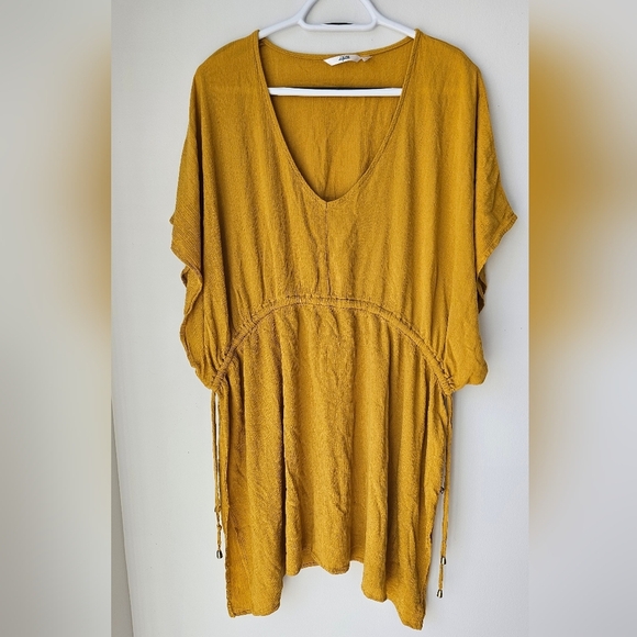 La Vie En Rose Aqua Swimwear Mustard Yellow Cover Up Dress Viscose size XXL - Picture 1 of 8
